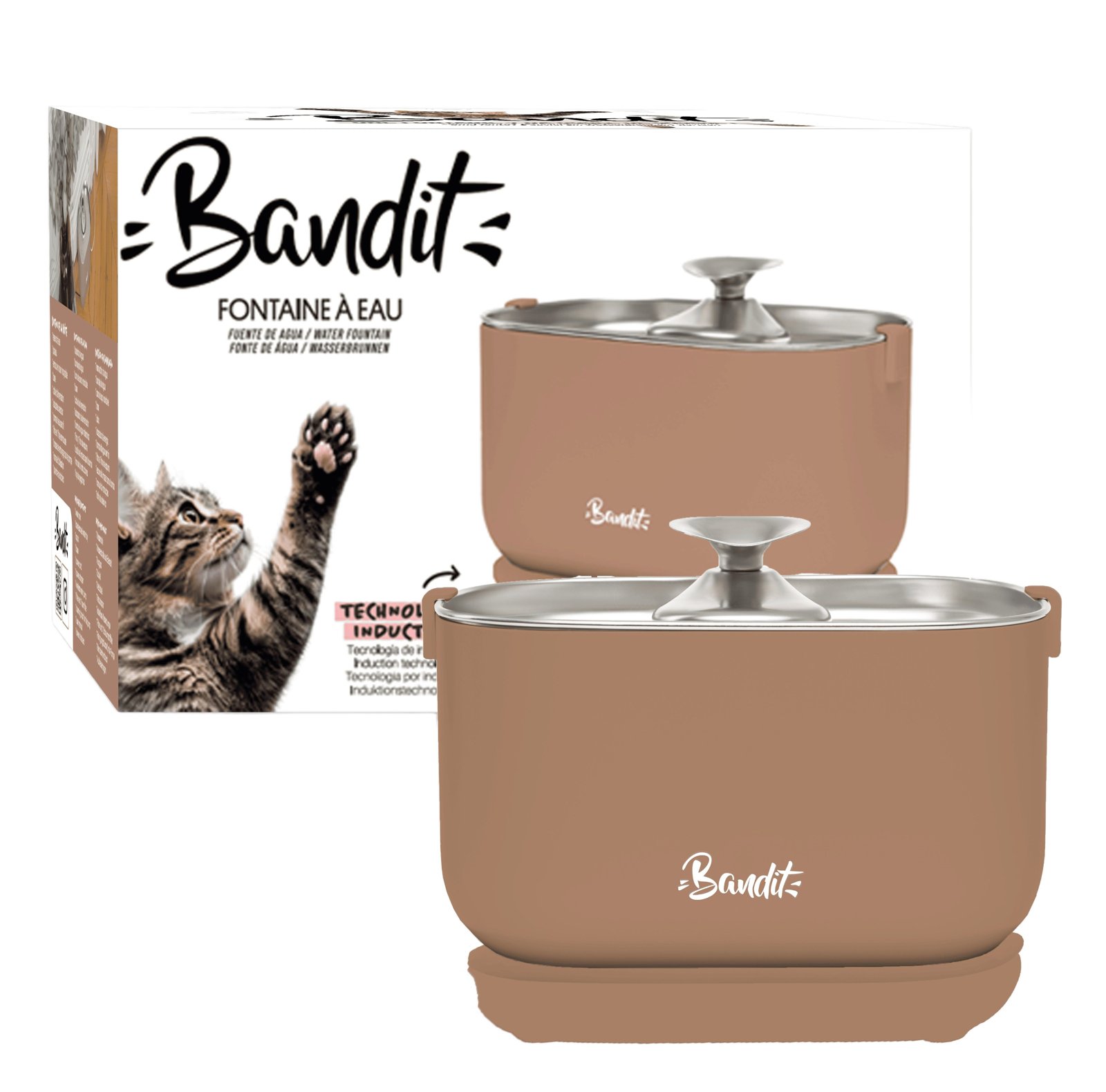 Bandit Fontaine à eau filaire Mocha – 2,5 L