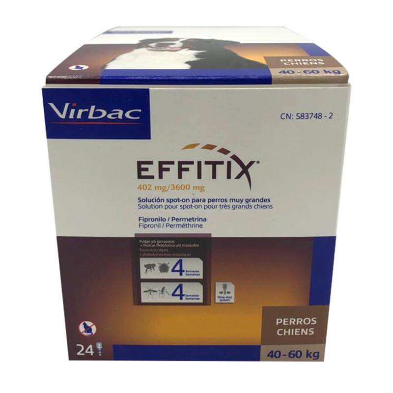 Virbac Effitix Spot-On pipettes tres grand chien 40-60 kg boite de 24