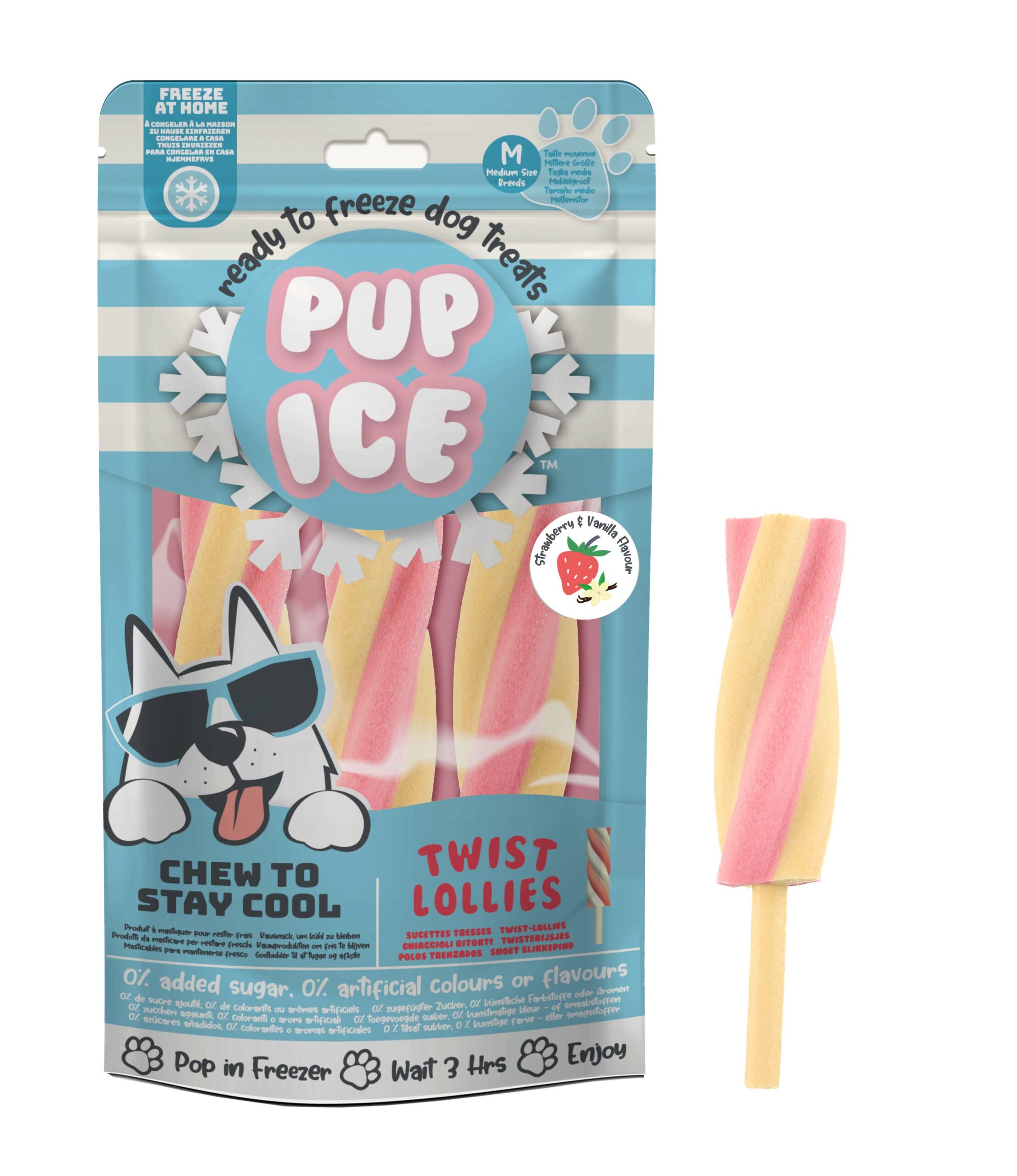 Pup Ice Twist Lollies fraise vanille 3x102g – Chien