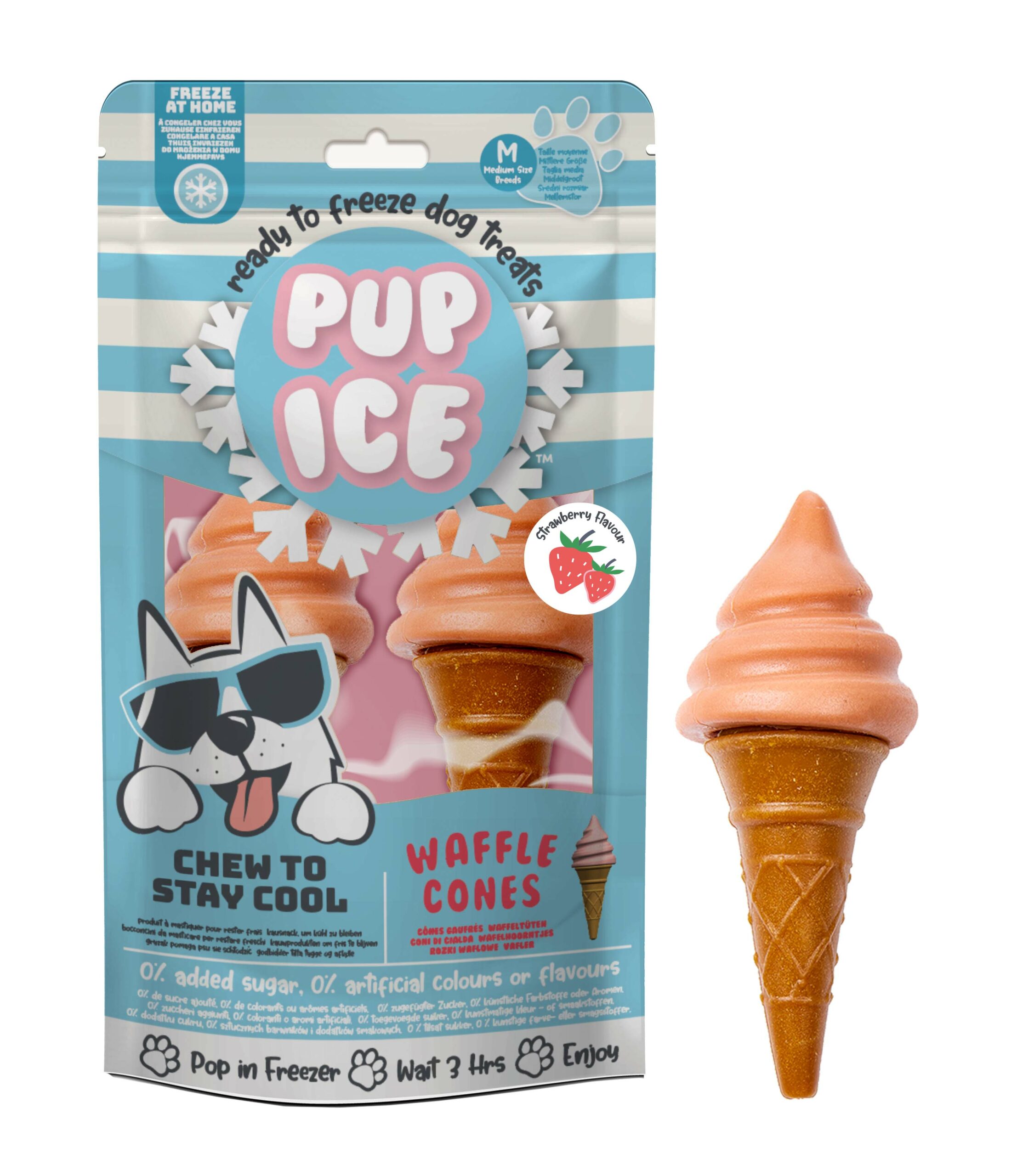 Pup Ice Waffle Cones fraise 2x110g – Chien