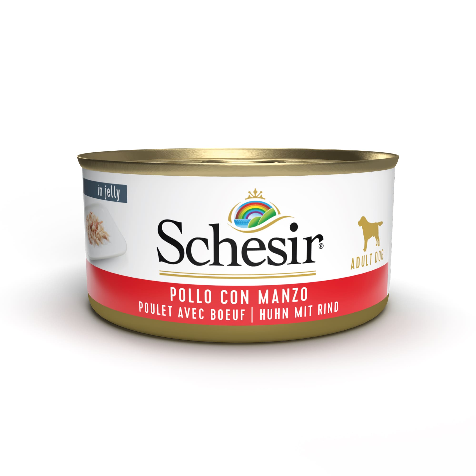 Schesir Gelée filets de poulet et bœuf 150g – Chien