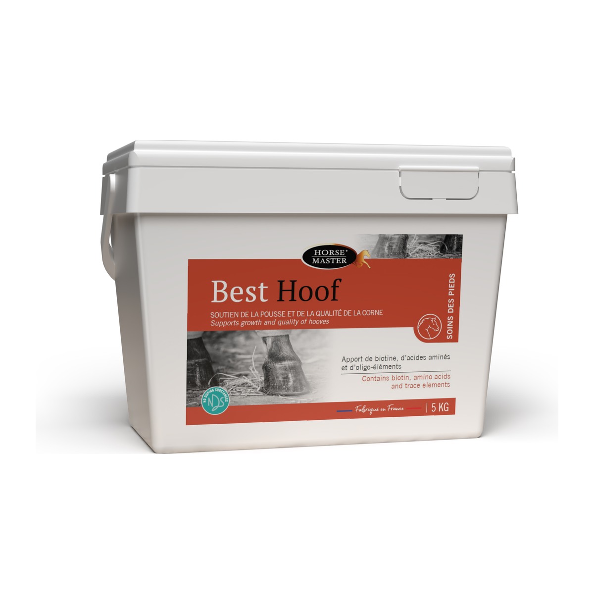 Seau de Horse Master Best Hoof 5 kg, granulés à la biotine pour la corne du cheval