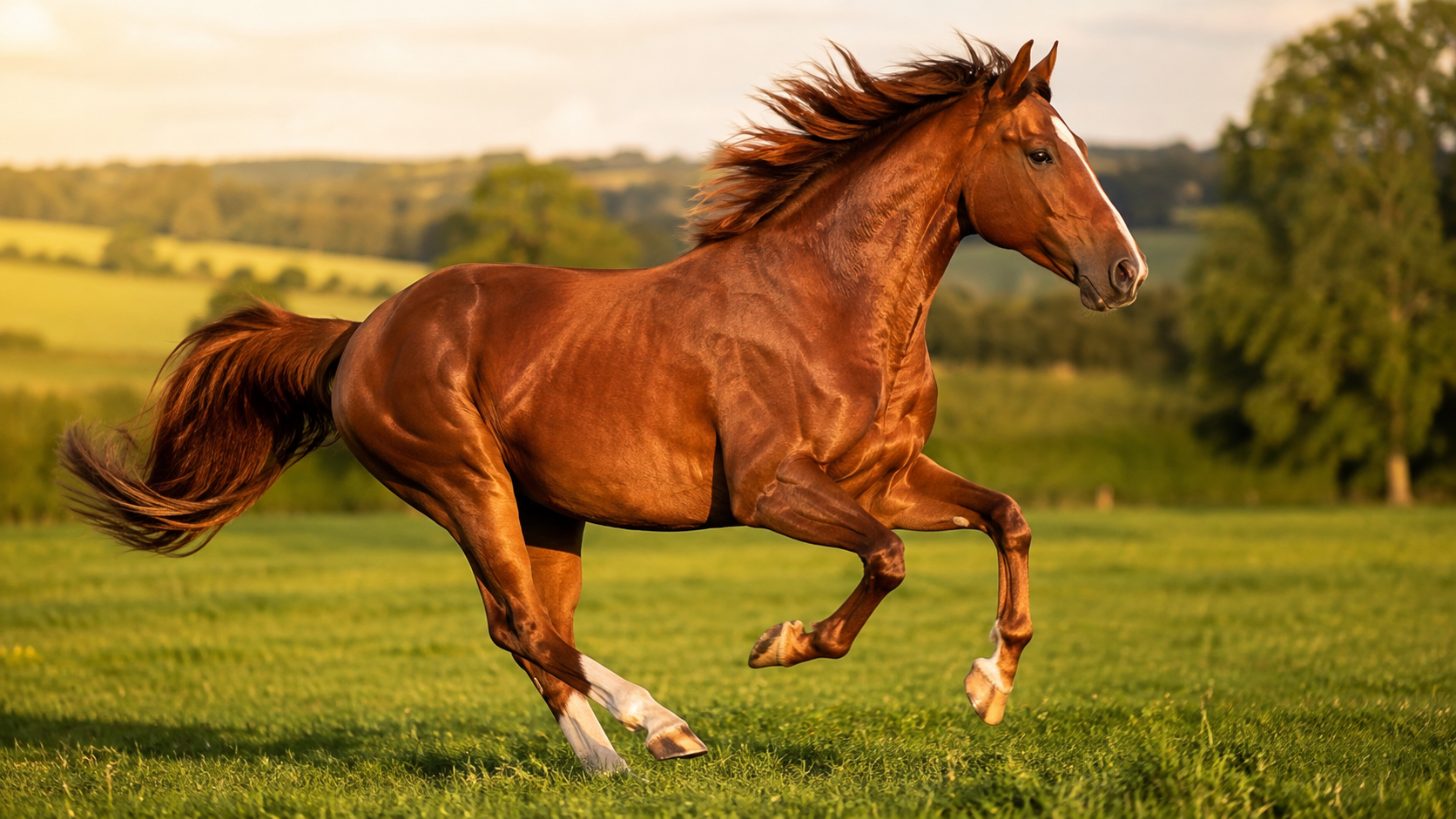 Cheval au galop mettant en valeur sa locomotion