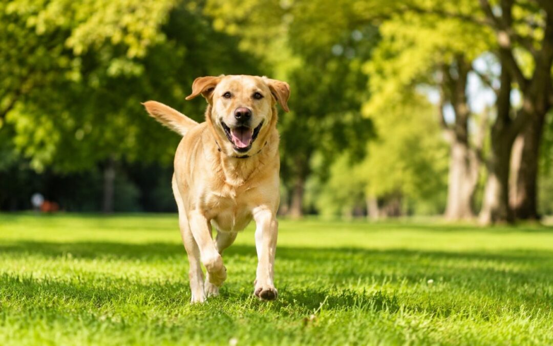 Chien en pleine forme courant dans un parc