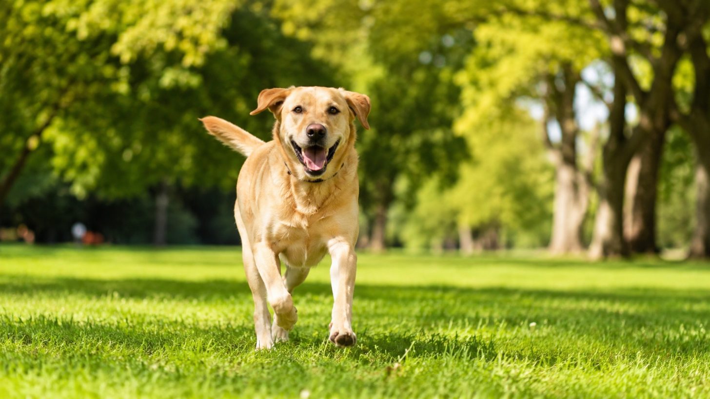 Chien en pleine forme courant dans un parc