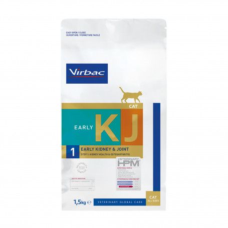 Virbac Veterinary HPM Cat KJ1 Early Kidney & Joint, sac de croquettes 1,5 kg