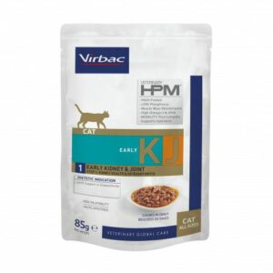 Virbac Veterinary HPM Cat KJ1 Early Kidney & Joint, boîte de 12 sachets repas 85 g chat
