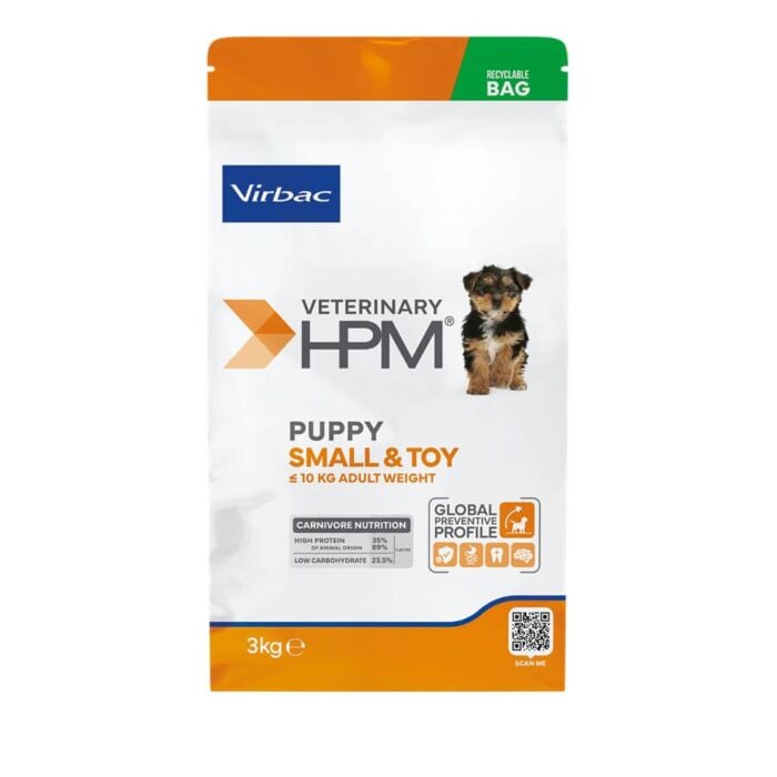 Virbac Veterinary HPM Puppy Small & Toy Dog, sac de croquettes 3 kg chiot petite race
