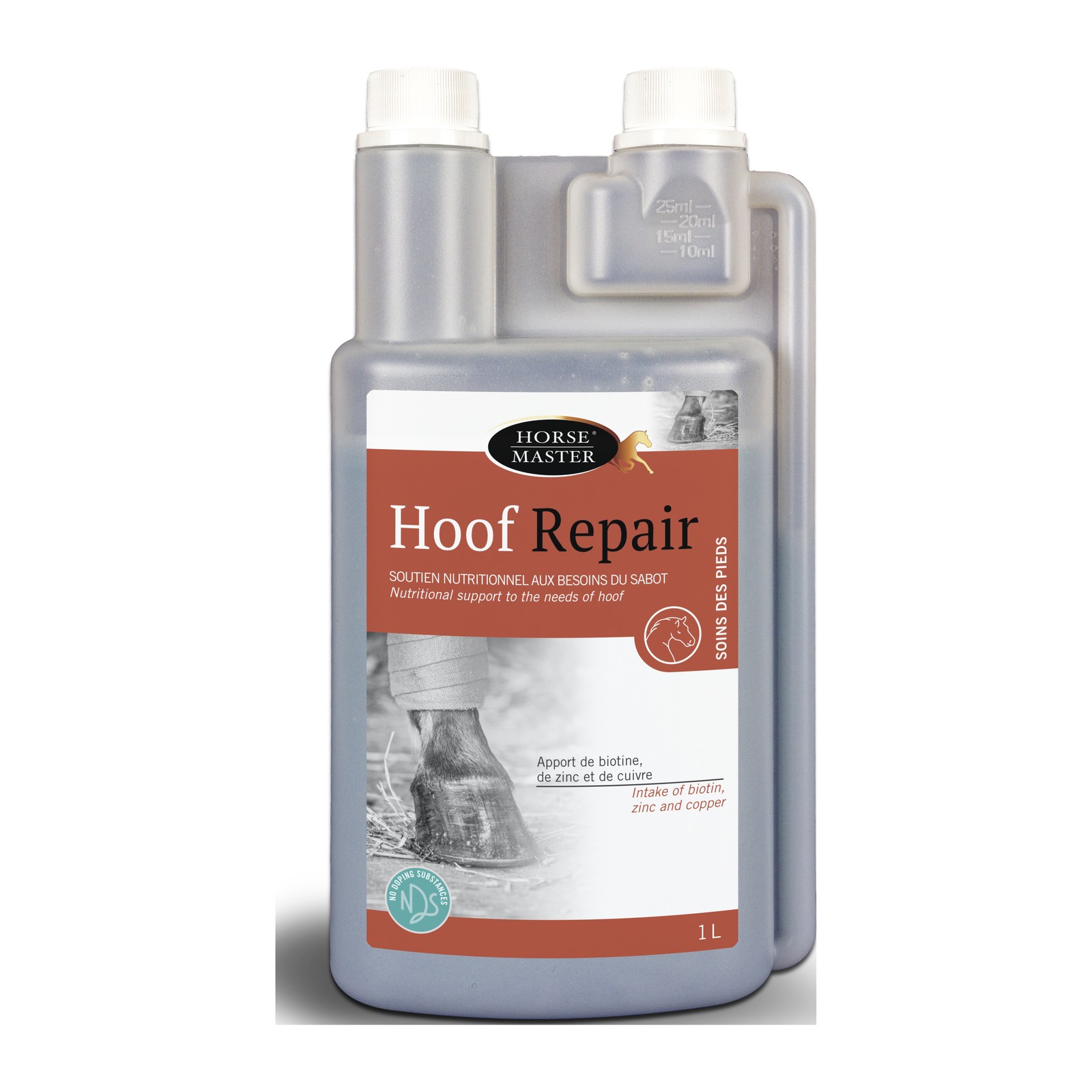 Hoof Repair Horse Master – flacon de 1 L, biotine liquide pour cheval