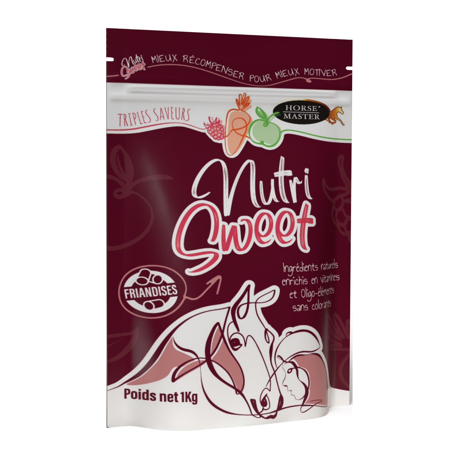 Nutri Sweet Horse Master – sachet de 1 kg, friandises multi-saveurs pour cheval